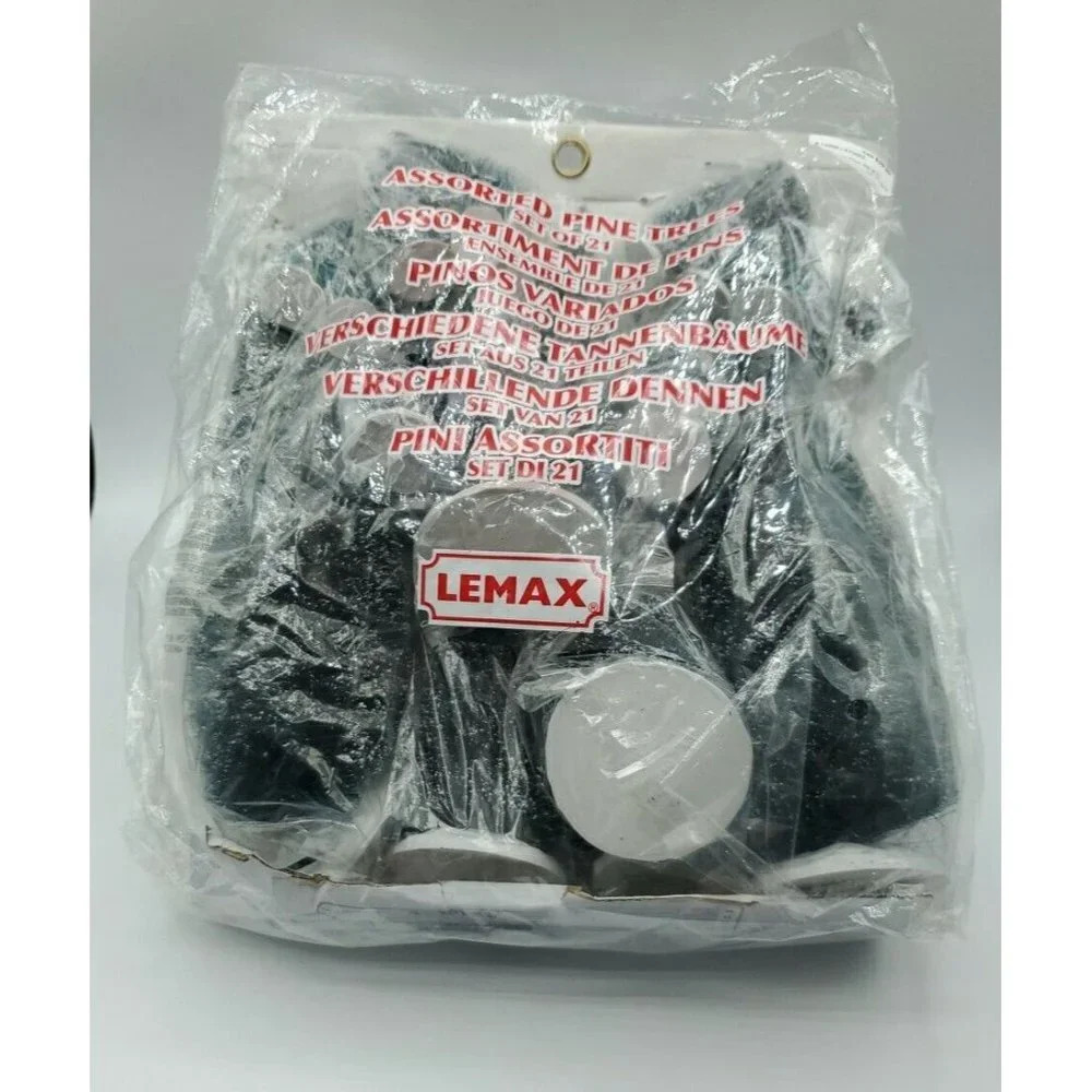 LEMAX Holiday Village 21 Piece Snowy Pine Trees Assorted Sizes-Train Set Accents